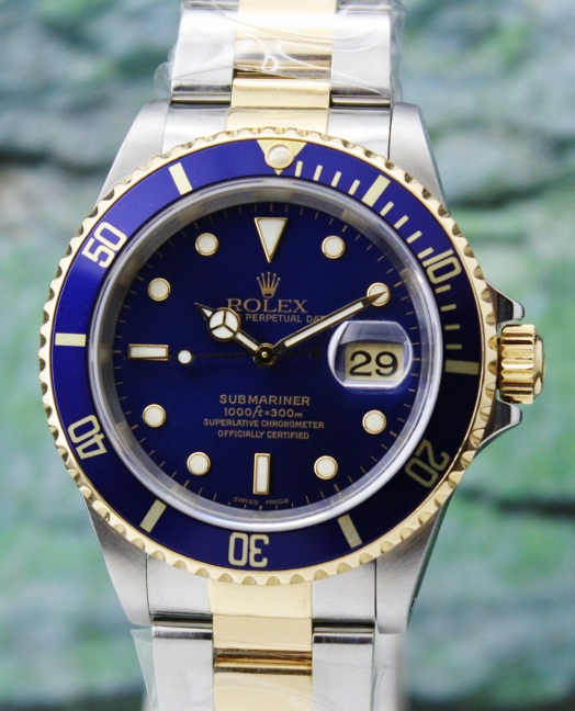 (image for) A ROLEX OYSTER PERPETUAL DATE / BLUE SUBMARINER 16613 / CERT